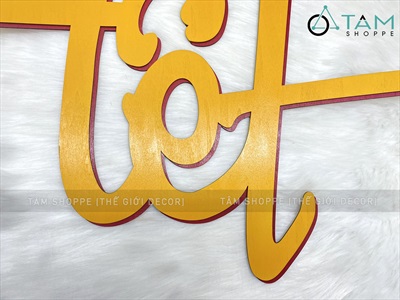 Chữ Tết thư pháp cỡ lớn bằng gỗ 55 - 70cm Kiểu 1 [Gỗ nhẹ - 1 - 2 lớp] CHU-GO-20